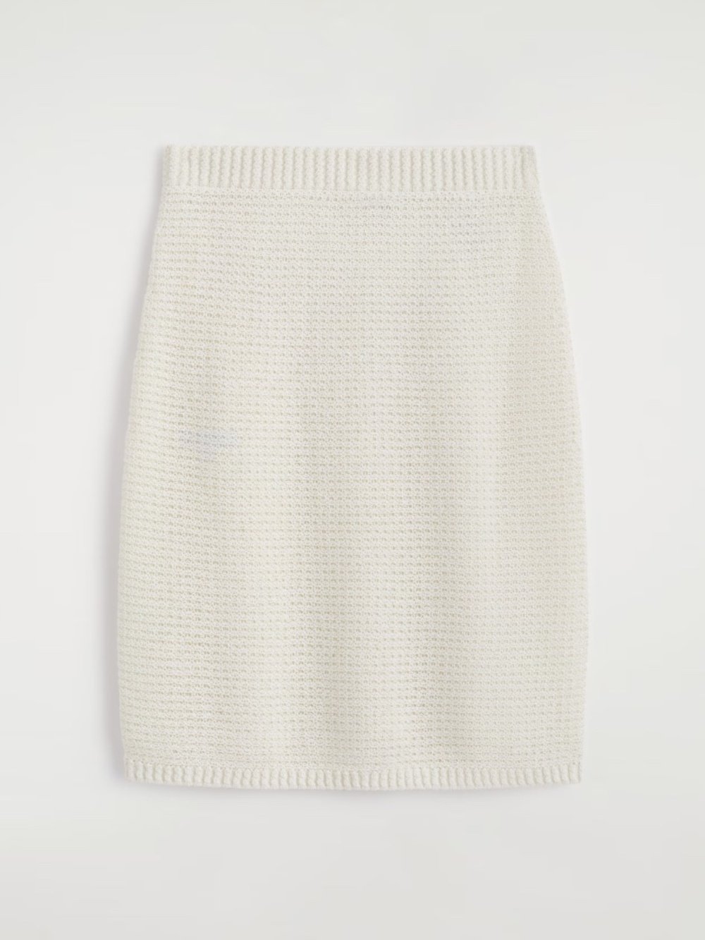 TEXTURED KNITTED COTTON MINISKIRT  White Large L